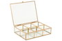 DKD Home Decor Joyero de Cristal y Metal Dorado 20x16x5 cm