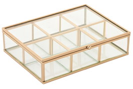 DKD Home Decor Joyero de Cristal y Metal Dorado 20x16x5 cm