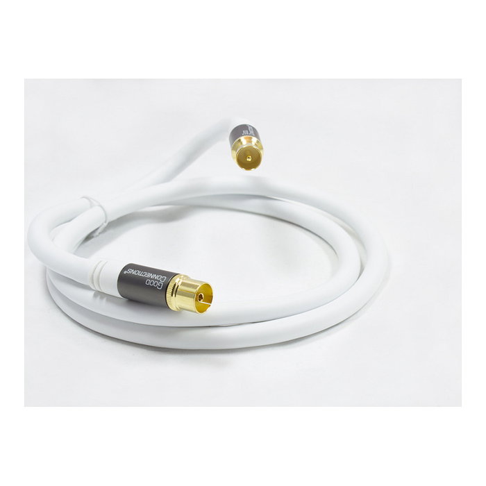 GoodConnections GC-M2042 Cable Antena TV SmartFLEX Blanco RG-6/U 75 Ohm, 1.5 m, Conectores IEC/Koax Macho/Hembra Dorados
