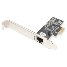 Digitus Tarjeta de Red Interna Ethernet PCI Express 2.5 Gigabit (2.5G) 4-Speed 2500 Mbit/s - Realtek RTL8125B, Compatible con Windows 10, Plug & Play, Negro