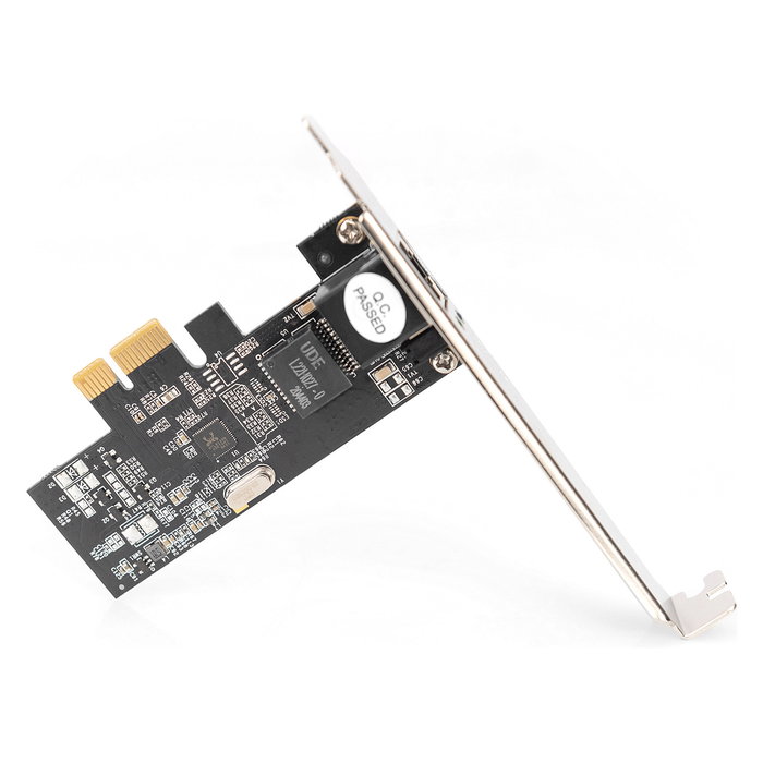 Digitus Tarjeta de Red Interna Ethernet PCI Express 2.5 Gigabit (2.5G) 4-Speed 2500 Mbit/s - Realtek RTL8125B, Compatible con Windows 10, Plug & Play, Negro