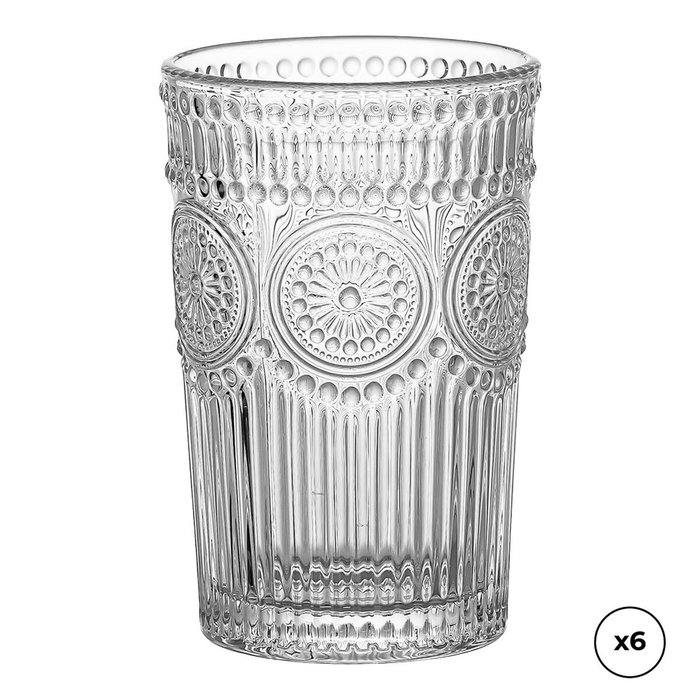 Ovenza Vaso de cristal con relieve 330 ml, 6 uds Ovenza Vaso de cristal con relieve 330 ml, 6 uds