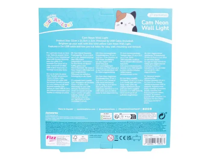 Wondee Lámpara de Neón Squishmallow Cam 22 cm x 21,5 cm x 2 cm