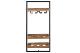 DKD Home Decor Botellero Natural Negro Acacia Metal 25 x 75 x 35 cm
