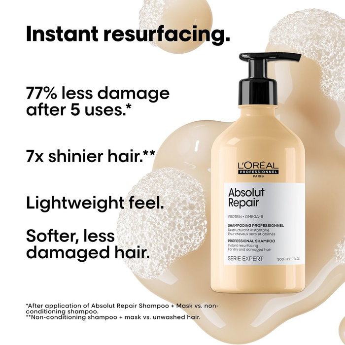 L'Oréal Professionnel Serie Expert Absolut Repair Champú con Proteína + Quínoa Dorada, 500 ml L'Oréal Professionnel Serie Expert Absolut Repair Champú con Proteína + Quínoa Dorada, 500 ml