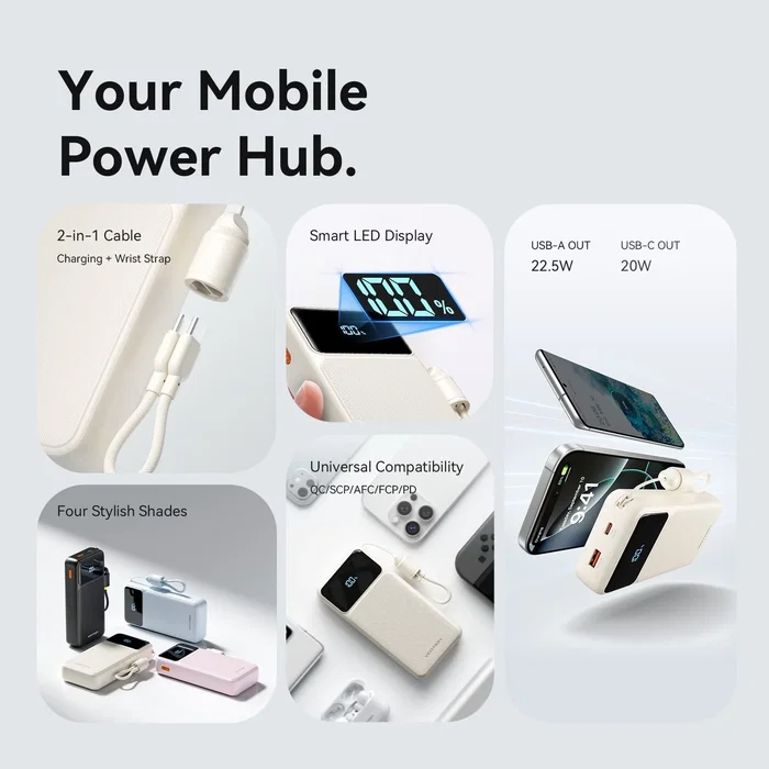Vention Powerbank 20000mAh 22.5W Rosa con Cable USB-C XGYP0-40-TY