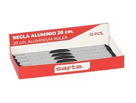 Safta Regla de Aluminio 20 cm, Material: Aluminio, Dimensiones: 30x230x120 mm