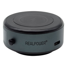 Realpower ChargeAir MAG Car - Soporte Magnético de Coche con Carga Inalámbrica Magsafe y Rápida, USB-C, Color Negro