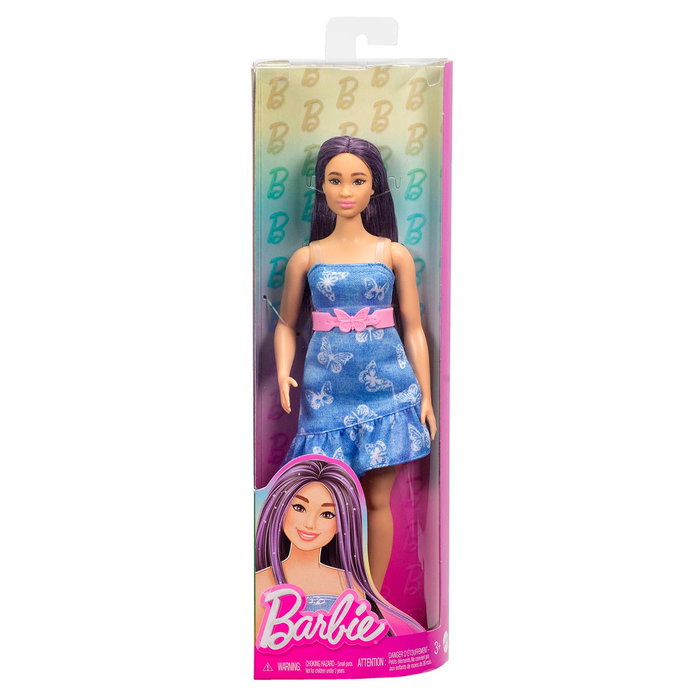 Barbie HYT89 Muñeca Barbie Fashionista Cuerpo Curvilíneo Vestido Mariposas Mattel