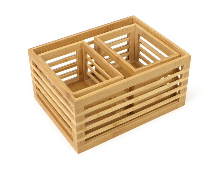 Confortime Set 3 Cajas de Bambú para Organización con 2 Medidas (18x13x13 cm) (4 Unidades)