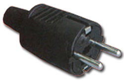 Clavija Bipolar con TT en PVC Negra