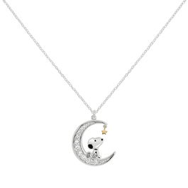 PEERS HARDY Colgante Luna Snoopy con Piedras Blancas Brillantes Collar Cadena Ajustable 18 Pulgadas