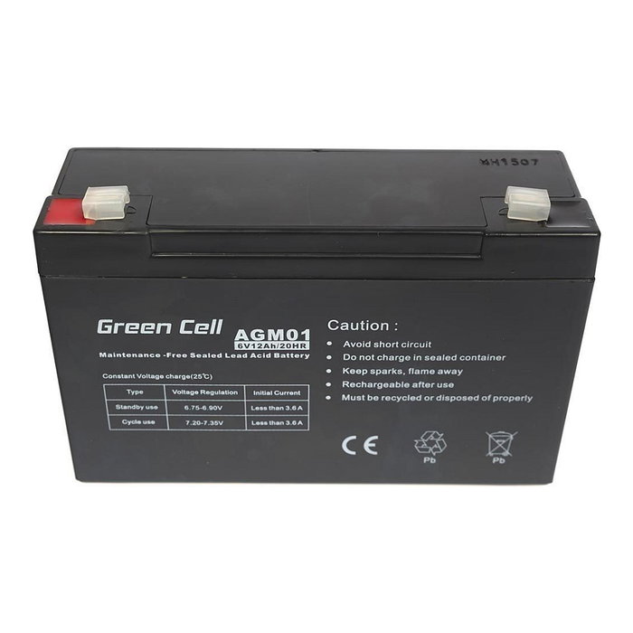 Green Cell Batería AGM 6V 12Ah Sellada Plomo Ácido para UPS y Alarmas Green Cell Batería AGM 6V 12Ah Sellada Plomo Ácido para UPS y Alarmas