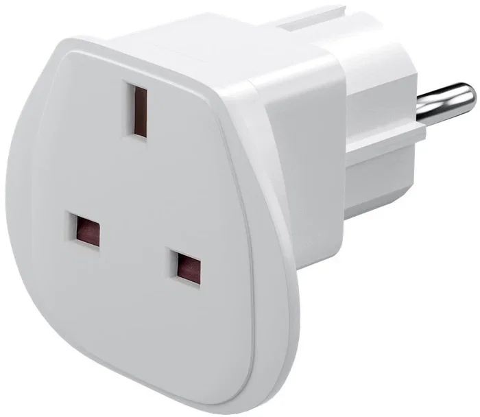 Goobay 942709 Adaptador de Enchufe Eléctrico Tipo F a Tipo G (UK/BS), Blanco, 13A, 250V, 3250W
