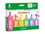 Alpino UP Rotulador Fluorescente, Punta Biselada 2-5 mm, Caja de 6 Unidades - Colores Surtidos, Tinta de Secado Rápido y Anti Borrones