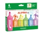 Alpino UP Rotulador Fluorescente, Punta Biselada 2-5 mm, Caja de 6 Unidades - Colores Surtidos, Tinta de Secado Rápido y Anti Borrones