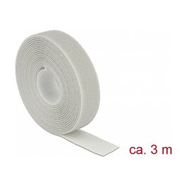 DeLOCK 18279 Cinta de velcro en rollo Gris 3 m x 20 mm