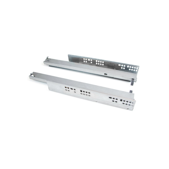 Emuca Juego de guías ocultas para cajones Silver, de extracción total, con push, profundidad 350mm, Acero, Cincado