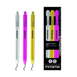 Boligrafo Mitama Retractil Coleccion Metalic Surtido Pack De 3 (3 Col.)