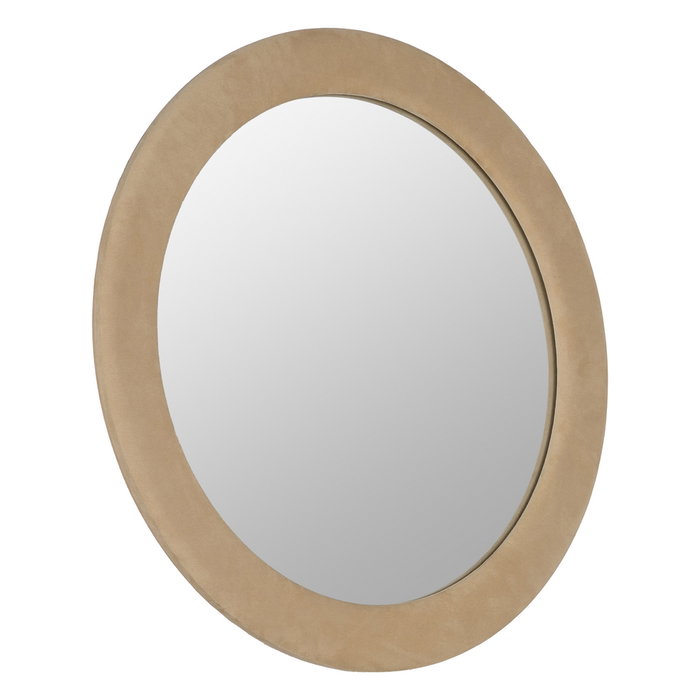 Espejo Redondo Beige Mdf-Tejido 80 X 4 X 80 cm