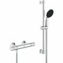 Grohe Conjunto de ducha con mezclador termostático, rociador de 1 chorro, barra de 60 cm y flexo - Cromo