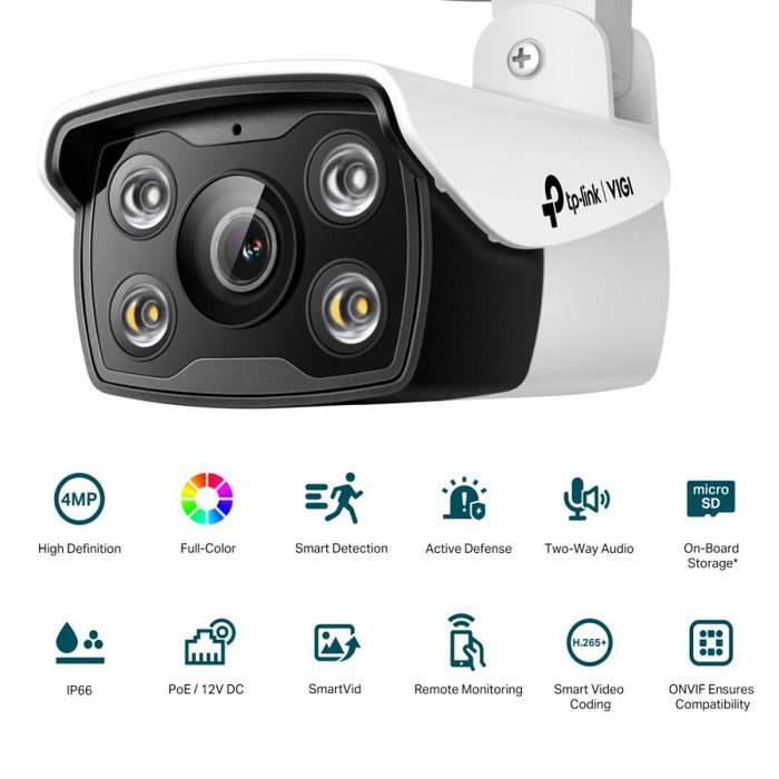TP-Link Cámara IP VIGI C340 (4mm) - Vigilancia Exterior/Interior, 4MP
