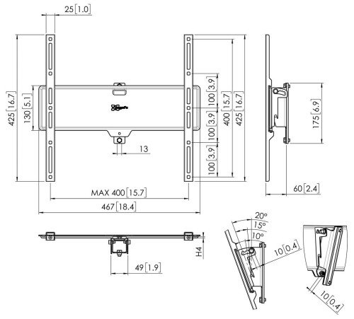 Vogels PFI 3050 Interface 400x400 Soporte TV