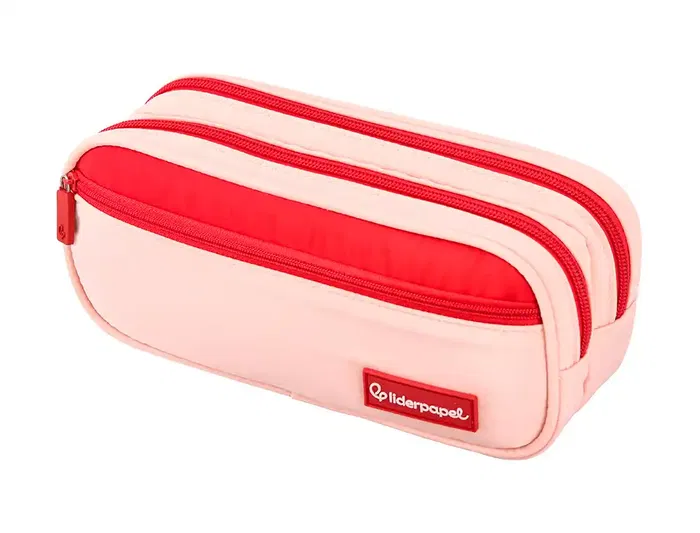 Liderpapel Estuche Portatodo Escolar Duo 3 Cremalleras con Bolsillo Frontal, 200x220x375 mm, 6 Unidades en Colores Surtidos