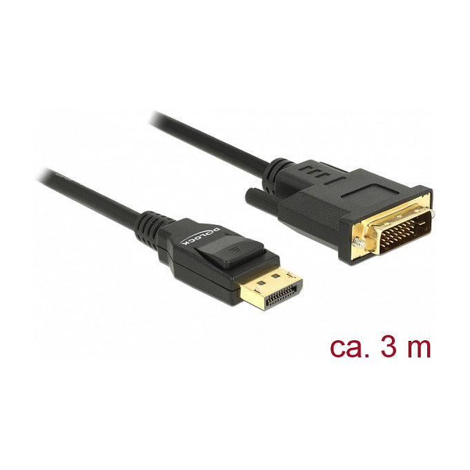 DeLOCK Cable Adaptador DisplayPort 1.2a a DVI-D 24+1, 3 m, Negro