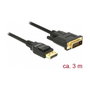DeLOCK Cable Adaptador DisplayPort 1.2a a DVI-D 24+1, 3 m, Negro