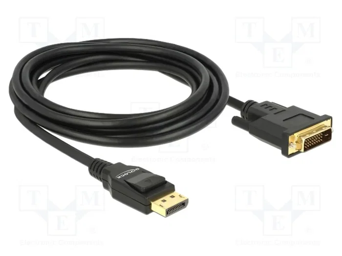 DeLOCK Cable de Adaptador de Video DisplayPort 1.2a a DVI-D 24+1, 3 m, Negro