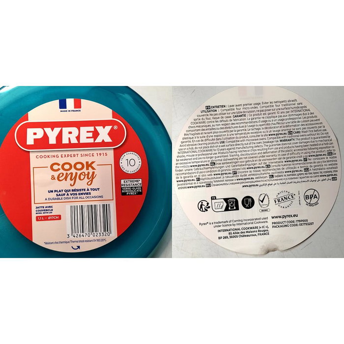 Pyrex® Cuenco de mezclas Cook&Enjoy con tapa de 1L