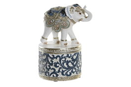 DKD Home Decor Figura de Elefante en Resina Azul y Blanco