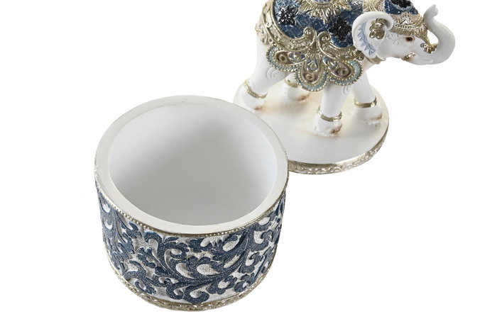 DKD Home Decor Figura de Elefante en Resina Azul y Blanco