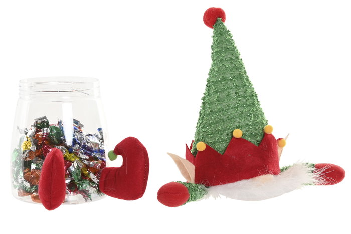 DKD Home Decor Figura de Elfo Surtido en Verde y Rojo