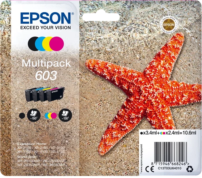 Epson Multipack de Tinta 603 (C13T03U64010) - Negro, Cian, Magenta, Amarillo Epson Multipack de Tinta 603 (C13T03U64010) - Negro, Cian, Magenta, Amarillo