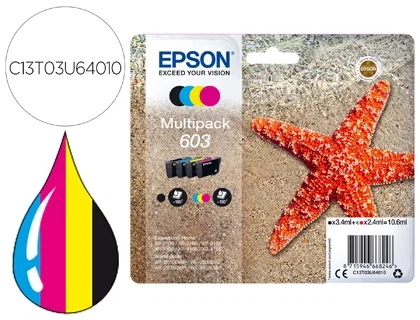 Epson Multipack de Tinta 603 (C13T03U64010) - Negro, Cian, Magenta, Amarillo Epson Multipack de Tinta 603 (C13T03U64010) - Negro, Cian, Magenta, Amarillo