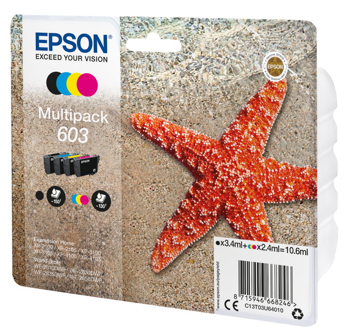 Epson Multipack de Tinta 603 (C13T03U64010) - Negro, Cian, Magenta, Amarillo Epson Multipack de Tinta 603 (C13T03U64010) - Negro, Cian, Magenta, Amarillo