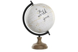 DKD Home Decor Globo Terráqueo PVC Mango con Letras Blanco