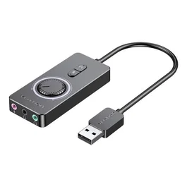 Vention Adaptador de Sonido Externo Estéreo USB 2.0 con Control de Volumen, 1m