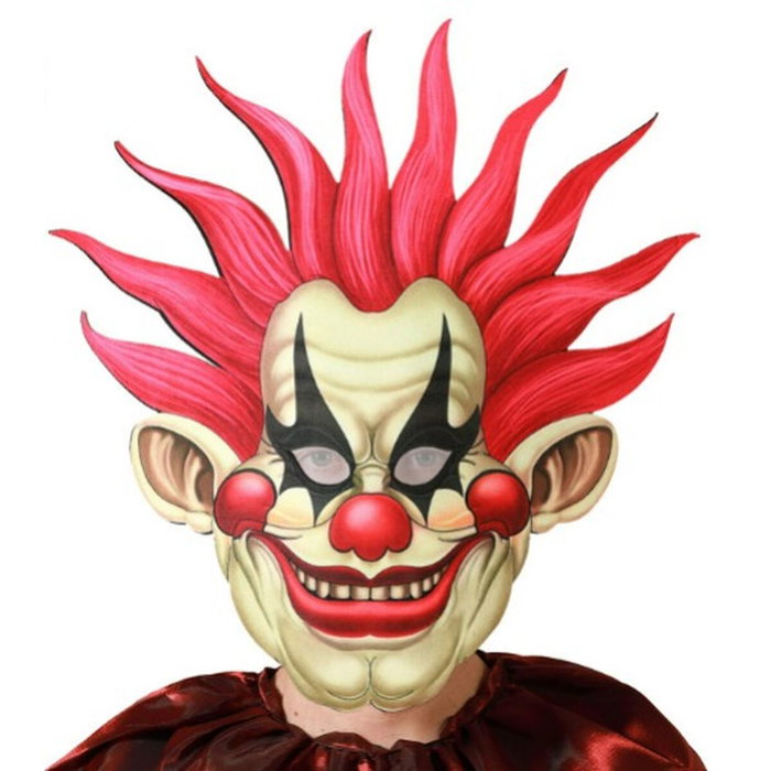 Atosa Máscara de Payaso Gigante XXL con Pelo Rojo y Cara Macabra