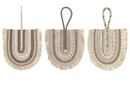 DKD Home Decor Decoración de Pared de Algodón y Yute, Pack de 3 Surtidos