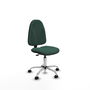 Silla de oficina Algarra con mecanismo Contacto permanente básico tapizada con Tela color Verde botella. Equipada con Base cromada, Sin brazos y Ruedas de parqué