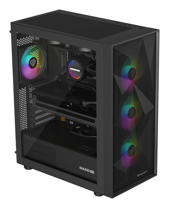 GENESIS NLG-2319 Kit de refrigeración líquida para Ordenador Negro con 2 Ventiladores e Iluminación LED