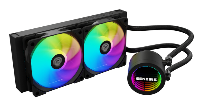 GENESIS NLG-2319 Kit de refrigeración líquida para Ordenador Negro con 2 Ventiladores e Iluminación LED