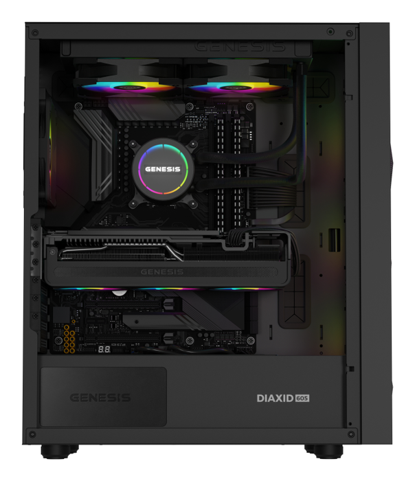 GENESIS NLG-2319 Kit de refrigeración líquida para Ordenador Negro con 2 Ventiladores e Iluminación LED