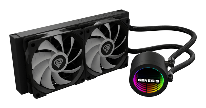 GENESIS NLG-2319 Kit de refrigeración líquida para Ordenador Negro con 2 Ventiladores e Iluminación LED