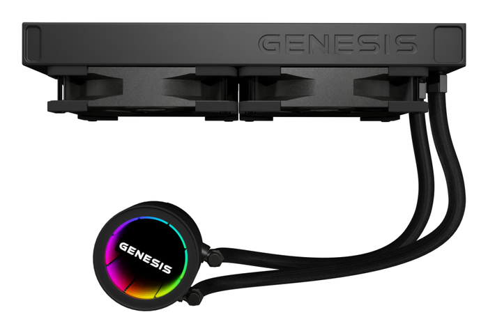 GENESIS NLG-2319 Kit de refrigeración líquida para Ordenador Negro con 2 Ventiladores e Iluminación LED