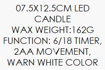 DKD Home Decor Vela LED de Cera Parafina Blanca 15x15x15 cm