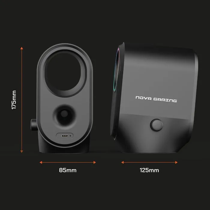 Nova Gaming Altavoces Bluetooth para Juegos Cygnus con LED RGB, Negro